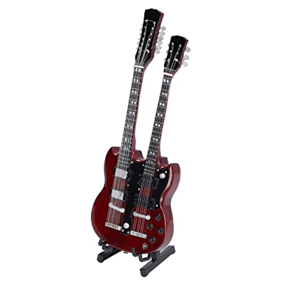 Modello di chitarra, regalo di compleanno simulato in tiglio Decorazione del modello di chitarra in miniatura Elegante con supporto per l'home office 