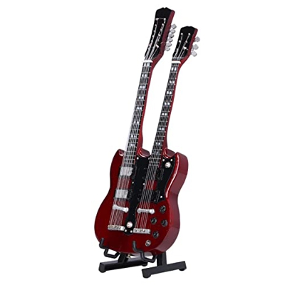 Mini modello di chitarra, chitarra in miniatura realistica in legno con supporto per aula di musica per l'home office per gli amanti della musica