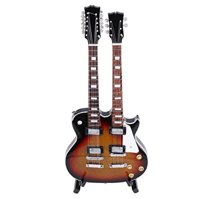 Chitarra in miniatura, modello di mini strumento Robusto materiale in legno fatto a mano durevole con staffa per la decorazione domestica per regali d