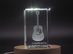 Chitarra acustica 3D inciso cristallo 3D inciso ricordo/regalo/decoro/collezione/souvenir (X-Large) precio