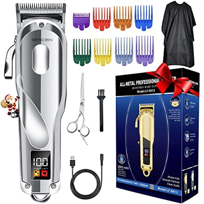 Rasoio professionale per capelli da uomo + set di rifinitore a T tagliacapelli regolabarba IPX7, impermeabile, ricaricabile tramite USB, rasoio di pre