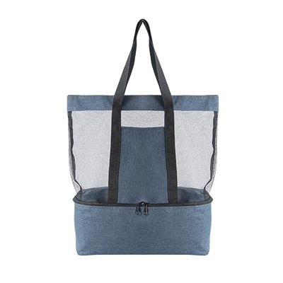 Mesh Beach Tote Bag con staccabile Beach Cooler Grande capacità durevole Picnic Bag, Blu