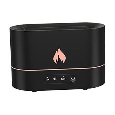 perfk Ultrasonic Air Humidifier Auto-Shut off 3D Flame Atomizer Aroma Aromatherapy Diffuser USB Silent for Living Room Desktop Yoga Spa, Nero