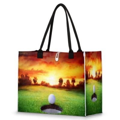 Sunset Sky Sport Golf Ball Borsa da spiaggia per le donne Grande Tote Bag con tasca riutilizzabile Borse per la spesa per viaggi, palestra, nuoto, pis