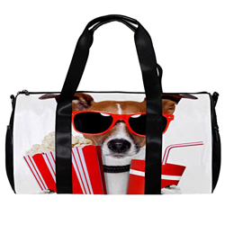 Borsa da palestra sportiva con tracolla Cool Dog Guardando film occhiali da bere, Multicolore, 45x23x23cm/17.7x9x9in, Unico precio
