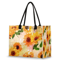 Borsa da spiaggia vintage con motivo girasole, per donna, con fiori gialli, con tasca riutilizzabile, per viaggi, palestra, nuoto, piscina, picnic, sh características
