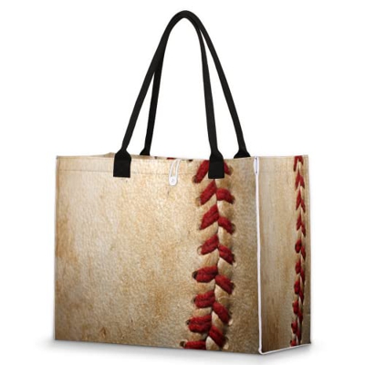 Borsa da spiaggia da baseball per donna con palla da sport vintage grande borsa tote con tasca riutilizzabile borse per la spesa per viaggi, palestra,