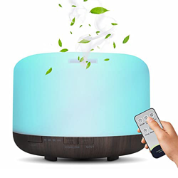 Gohytal Diffusore di Oli Essenziali, 500ML Umidificatore Ad Ultrasuoni Diffusore di Aromi con Telecomando 7 Colori Luci LED, Ambiente Diffusore Bambin precio