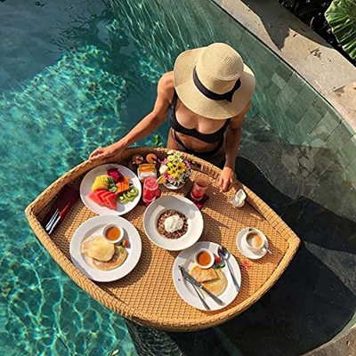 Vassoi da Portata Galleggianti Tavolo Bar, Piscina Galleggiante Vassoio Colazione a Foglia Galleggianti per Piscina Durevole Resistente ai Raggi UV pe