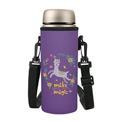 SEANATIVE Viola Bottiglia Cooler Sleeve Cute Alpaca Stampa Bottiglia d'acqua Crossbody Pouch Holder per acciaio inossidabile e bottiglie di plastica en oferta
