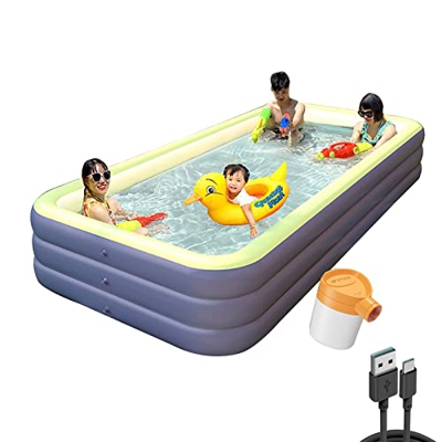 Piscina Gonfiabile Rettangolare Bambini Viola,Piscina Fuori Terra per Bambini Adulti Famiglia,3 Strati Addensati Grande Piscine d'Acqua,Piscina Gonfia