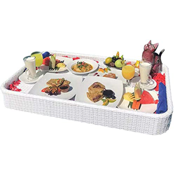 Vassoio in Rattan, Vassoio in Vimini Multiuso Intrecciato a Mano Vassoio da Pranzo per Piscina in Rattan Resistente e Impermeabile per Piscina características