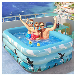 Piscina Gonfiabile Rettangolare Bambini,Bambini Con Pompa Grande,Rettangolare Family Blu,3 Strati Addensati Grande Piscine D'Acqua,PVC,Durevole E Sicu en oferta