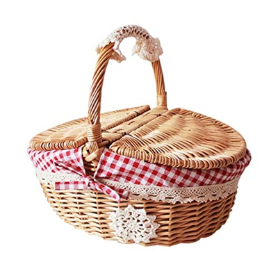 Cestino intrecciato di rattan con manico a mano cesto di cestino di vimini orritore di frutta cibo da campeggio da campeggio da campeggio da campeggio