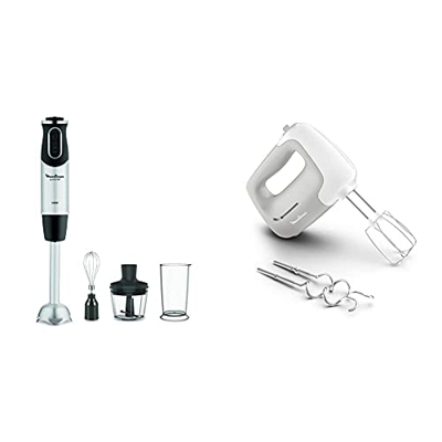 Moulinex Dd6558 Quickchef 3In1 Mixer Ad Immersione, Tecnologia Powelix, 3 Accessori & Hm450 Prepmix, Sbattitore Elettrico, Potenza Di 450 W