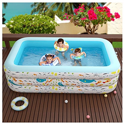 ilbcavne Piscina Gonfiabile per Bambini,Piscine Fuori Terra per Bambini,3 Strati Addensati Grande Piscine d'Acqua,PVC,Durevole E Sicuro per Giardino,B