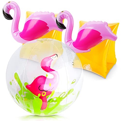 Braccioli Bambini, Braccioli di Sicurezza con Pallone da Spiaggia,Arm Bands,Braccioli per Piscina per Bambini,3D Unicorno Palloni da Spiaggia per Fest