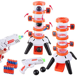 deAO Gioco di tiro al Bersaglio Torre di bersagli e Pistole Lanciatori di proiettili Il Set 2 in 1 Include 24 proiettili di Schiuma - attività per Bam en oferta