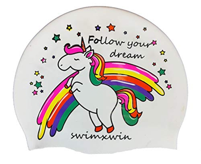 SWIMXWIN Cuffia in Silicone da Nuoto Piscina Unicorno Dreams