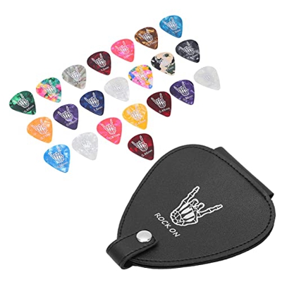 Borsa per plettri per chitarra, custodia per plettri per chitarra in pelle PU per la conservazione(con 22 pezzi)