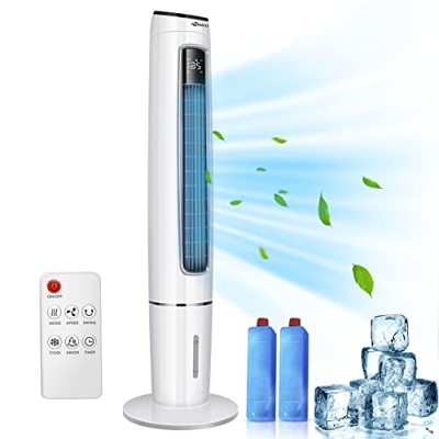 OZEANOS Raffreddatore D'aria, 3-in-1 Ventilatore/Umidificatore/Purificatore D'aria, Con Telecomando, Serbatoio Dell'acqua da 3,5 Litri, 65W, 3 Velocit