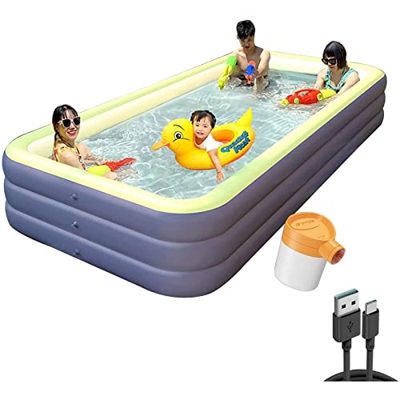 JYYT Piscina Gonfiabile per Bambini, Piscina Gonfiabile Rettangolare per Portatile Interna/Esterna, PVC Piscina per Terrazzo per Cortili, Feste Acquat