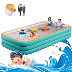 Piscina Fuori Terra Per Bambini Adulti Famiglia,Piscina Gonfiabile Rettangolare Bambini In PVC,3 Strati Addensati Grande Piscine D'Acqua,per Giardino  características