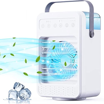 Mini Condizionatore D'Aria, Condizionatore D'Aria Portatile 4 In 1, Raffreddatore Evaporativo, Purificatore Umidificatore a 3 Velocità Regolabili, Ven