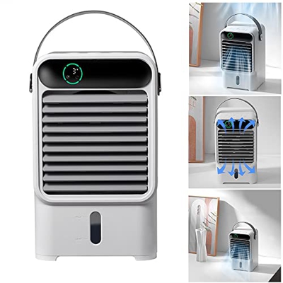 Watkings Ventilatore portatile per condizionatore d'aria, mini ventola regolabile a 3 velocità, per interni per auto, ufficio, camera da letto, camera