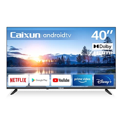 Caixun TV 40 Pollici Smart TV, Televisione Android FHD con Controllo Vocale, 3 HDMI e 2 USB, Facile da Usare (Modello 2022, EC40V1FA)