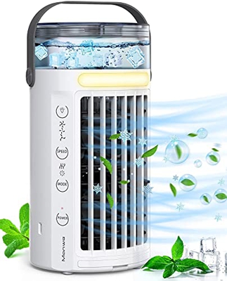Condizionatore D'aria Portatile, Manwe Mini Condizionatore di Raffreddamento e Umidificatore del Condizionatore d'aria 3 in 1, Mini Purificatore di Ra