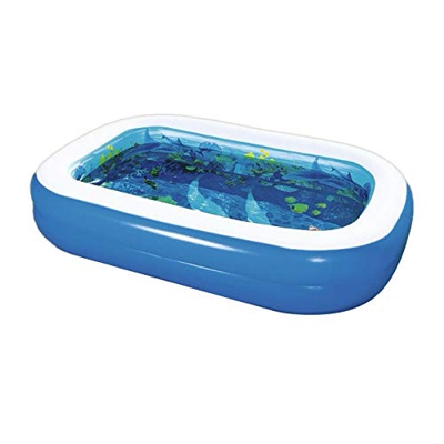 Piscina Gonfiabile Rettangolare Per Famiglie Stampe A Tema Dell'oceano 3d Aggiungere Divertimento Piscina 103 X 69 X 20inch Per Bambini E Adulti Giard