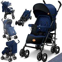 KIDIZ® City-Pro - Passeggino pieghevole per bambini, ruote da 6 pollici, con zanzariera, sacco e parapioggia pieghevole, funzione sonno, blu navy/nero características