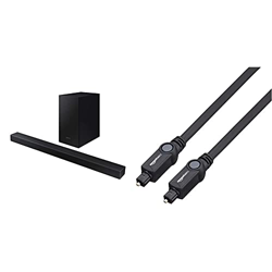 Samsung Soundbar Hw-T420/Zf Da 150W, 2.1 Canali, Nero & Amazon Basics - Cavo Audio Ottico Digitale Toslink, 1 M precio