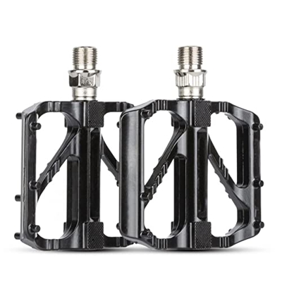 Ambiguity Pedali per Bici da Strada di Montagna, Cuscinetti Pedali per Bici Piattaforma Pedali Piatti per Bici 9/16" Pedali MTB Neri Pedali per Bici i