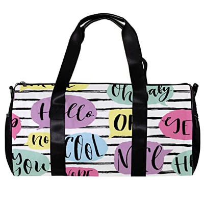 Borsa da palestra sportiva con tracolla divertente colorato Hello Nice Cool Stripe, Multicolore, 45x23x23cm/17.7x9x9in, Unico