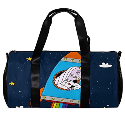 Borsa sportiva da palestra con tracolla Cool Funny Unicorn Rocket Stars, Multicolore, 45x23x23cm/17.7x9x9in, Unico