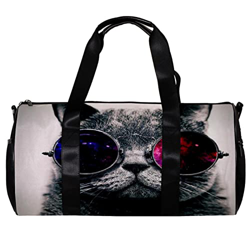 Borsa sportiva da palestra con tracolla Cat Cool Galaxy, Multicolore, 45x23x23cm/17.7x9x9in, Unico en oferta
