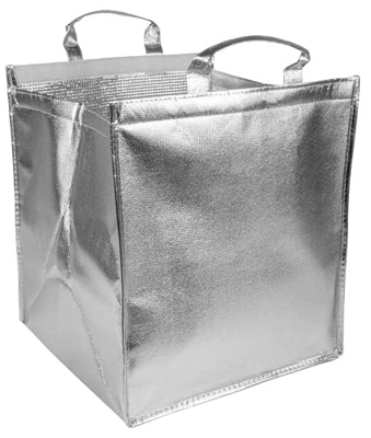 Borsa frigo in tnt laminato 110 g/m2, porta torte/pizza, chiusura con velcro, 38x43x38 cm