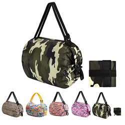 Dzhzuj Foldable Reusable Grocery Bags, Large Capacity Portable Shopping Bag, Sports Travel Shoulder Bag, Waterproof Picnic Camping Storage Bag with Ha precio