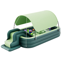 ZHKGANG Piscina Rettangolare Family,Piscine Gonfiabili con Tettoia Mobile Fuori Terra,Piscina per Famiglie,Feste Estive in Piscina per All'aperto, Gia características