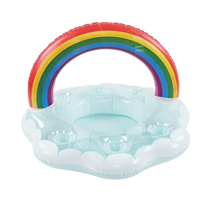 Sottobicchiere galleggiante colorato per bevande a forma di nuvola, portabevande gonfiabile portatile riutilizzabile per acqua con pompa per mare