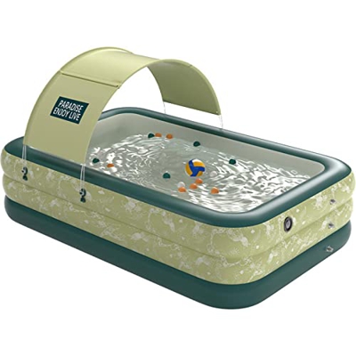 GASLIKE Piscina Gonfiabile per Bambini con Tetto, Grande Piscina Rettangolare per Famiglie, Piscina per Bambini Piscina da Giardino Piscina per Giardi