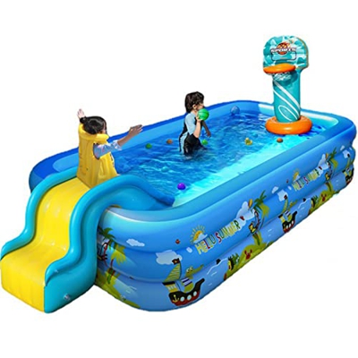 Piscina per Bambini a Ricarica Rapida Wireless Domestica Piscina per Bambini per Adulti in PVC Addensato Pieghevole Vasca da Bagno All'aperto con Cest