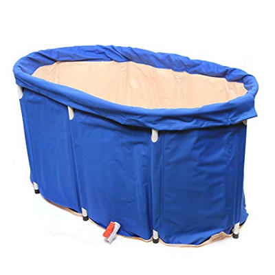 Vasca da bagno pieghevole per adulti, 100 x 56 x 77 cm, mobile spa, in PVC, per interni ed esterni, colore: blu