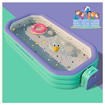 Piscina Gonfiabile Rettangolare Bambini Adulti Rettangolare Family blu,3 Strati Addensati Grande Piscine d'Acqua,PVC,Durevole E Sicuro per Giardino,Ba