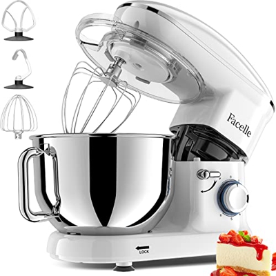 Impastatrice Planetaria Facelle Robot da Cucina 1500W Mixer Cucina 6,2L Basso Rumore Multifunzione Impastatrice Professionale con Ganci Impastatore 6 