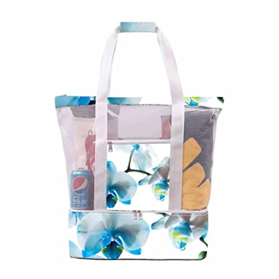 LVLUOKJ Borsa da Spiaggia XXL con Cerniera E Tasca di Raffreddamento Integrata, Idrorepellente, Anti-Sabbia Organizer, per la Spiaggia, Il Nuoto, Il C
