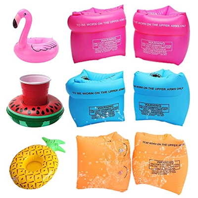 Set di 3 paia di ali galleggianti con portabicchieri gonfiabili, portabicchieri gonfiabili, per nuotare, per bambini, adulti e bambini