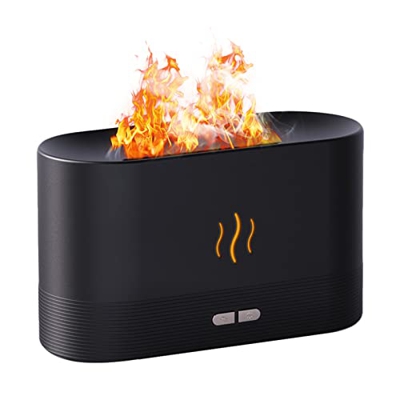 Umidificatore per aromaterapia, nebulizzazione a ultrasuoni, per aromaterapia, simulazione fiamme, effetto illuminazione, luce LED, spegnimento automa